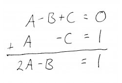 Adding second and third equations to eliminate C