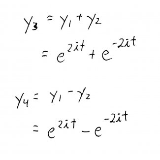 Linear combination of basis solutions.